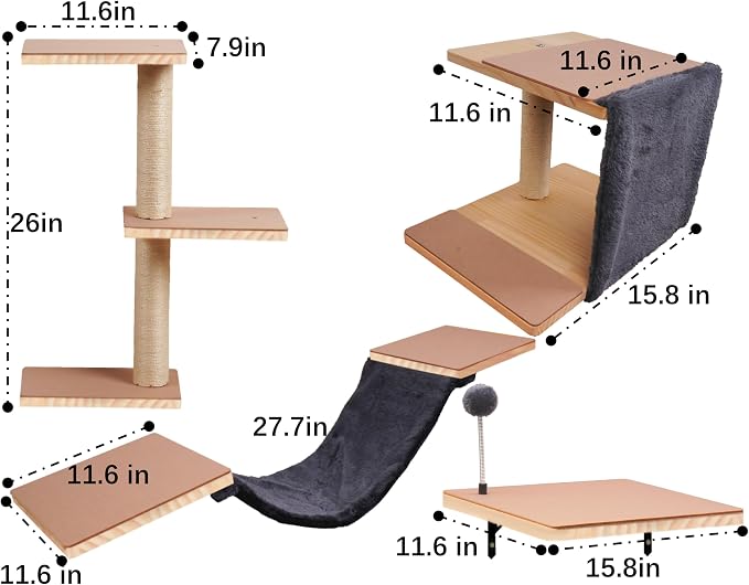 Wall Mounted Cat Climber Set, Solid Wood Cat Wall Shelves - Image 2