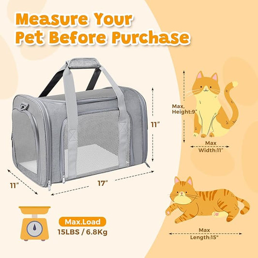 Cat Carrier Soft for Pets Up to 15 Lbs, Cat Travel Bag Soft-Sided - Image 2