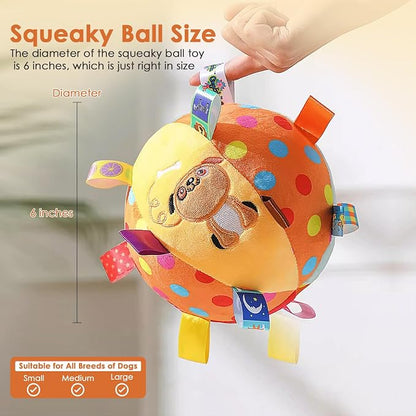 Dog Squeaky Plush Toy with Straps, 6-Inch Soft Stuffed Ball with Cotton - Image 4