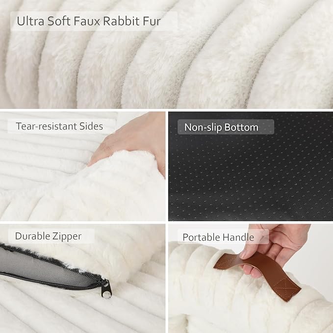Dog Bed Large Size Dogs Washable Soft Furry Pet Bed, Calming Rectangle Large - Image 8