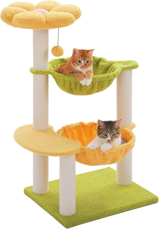 Flower Cat Tree with 2 Large Hammocks, 37.4" Small Cat Tower by MUTTROS