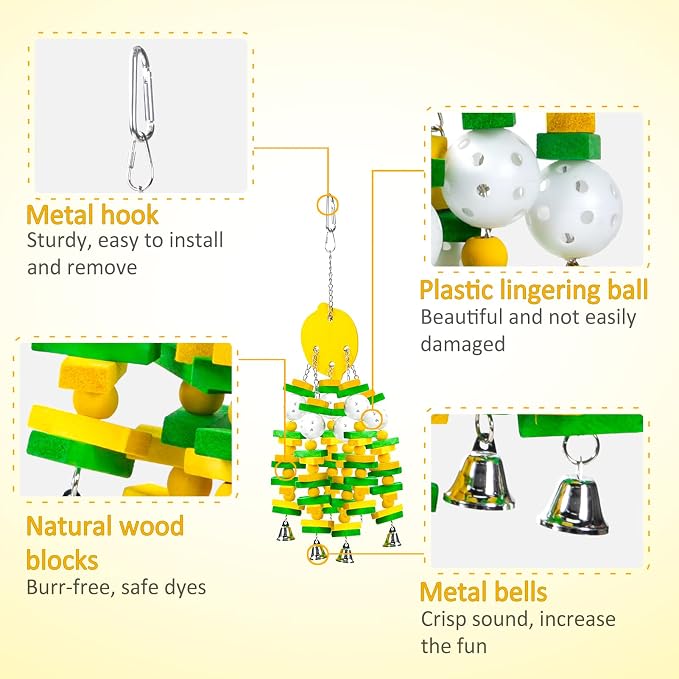 MEWTOGO Parrot Toys, Safe Healthy Parrots Cage Chewing Toy - Image 2
