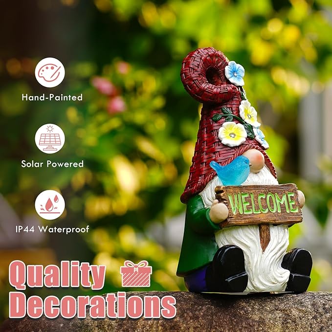 Solar Gnome with Wlecome Decor for Yard Decorations - Image 5