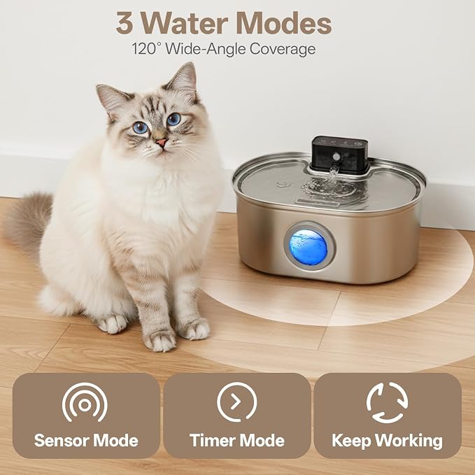 Cat Water Fountain Stainless Steel, 3.5L/118oz Large Capacity Automatic Cat - Image 5