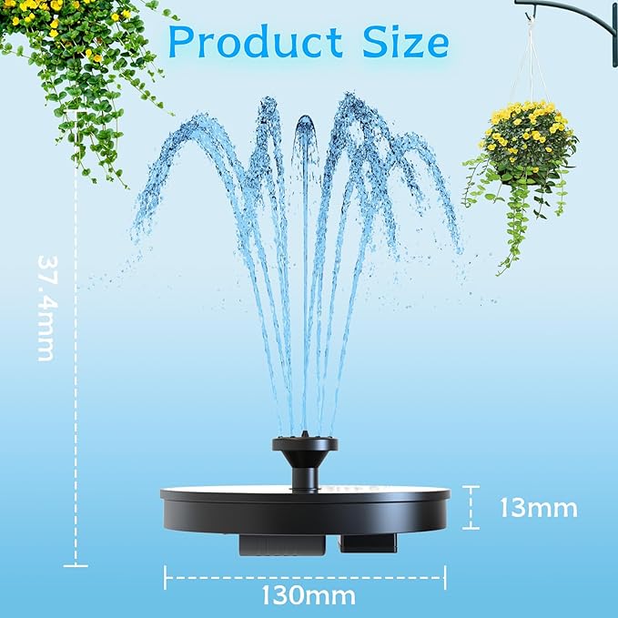 AMZtime Solar Water Fountain, Upgraded Solar Bird Bath Fountains - Image 6