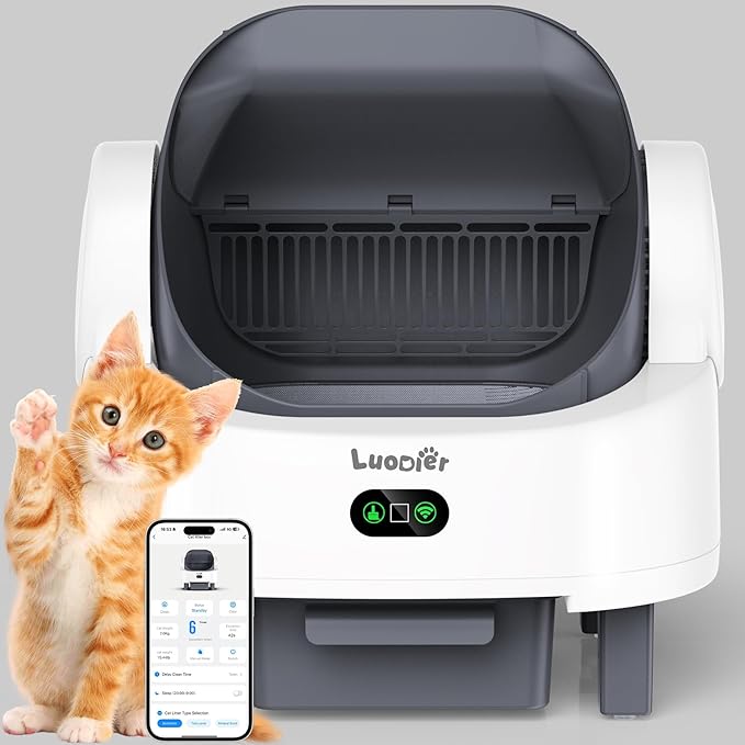 Automatic Cat Litter Box, Electric Large Open-Top Self Cleaning Litter Box by LUODIER