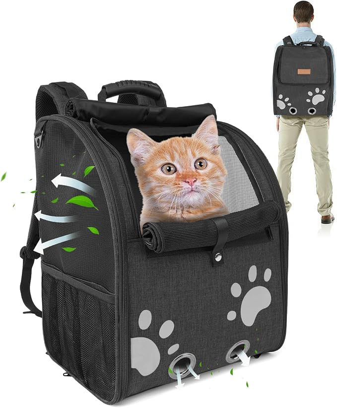 Cat Carrier Backpacks for Kitty Small Dog up to 15 lbs, Lightweight and by HOME