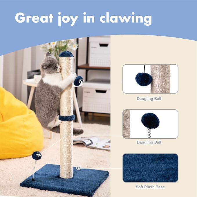 MECOOL 34“ Tall Cat Scratching Post Premium Basics Kitten Scratcher Sisal - Image 2