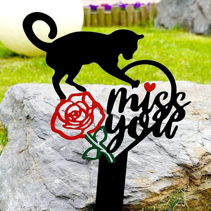 Memorial Grave Markers Metal Pet Memorial Stake Cat Memorial Sign, Miss You by OutdoorD%C3%A9cor