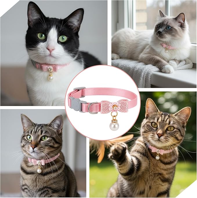 Cat Collar Breakaway, Adjustable Pink Cat Collar - Image 6