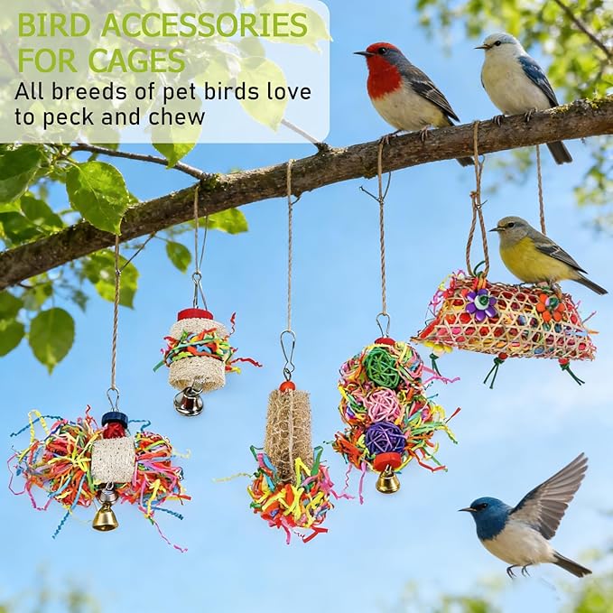 Morezi Bird Swing for cage Parakeet Parrot Swing Wood Ladder Toy Accessories - Image 2