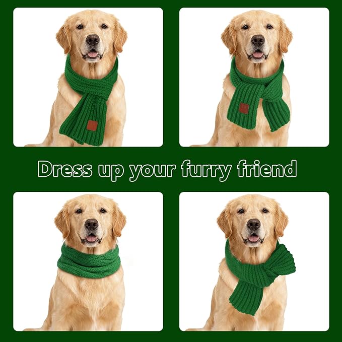 BWOGUE 2-Piece Winter Dog Knitted Scarf & Dog Neck Warm Bandanas - Image 4