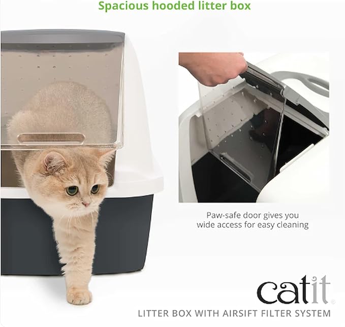 Catit Airsift Jumbo Hooded Litter Pan, Warm Gray/White - Image 2