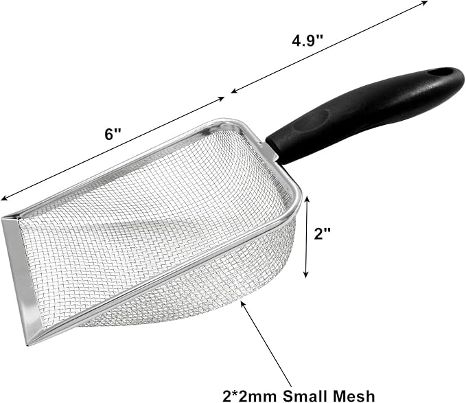 Hordion Cat Litter Scoop Stainless Steel Mesh Scooper, 2mm Mesh Non-Stick - Image 2