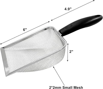 Hordion Cat Litter Scoop Stainless Steel Mesh Scooper, 2mm Mesh Non-Stick - Image 2