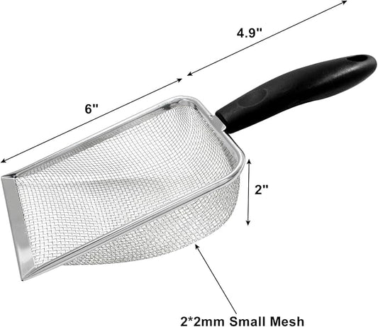 Hordion Cat Litter Scoop Stainless Steel Mesh Scooper, 2mm Mesh Non-Stick - Image 2