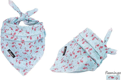 ARING PET Summer Dog Bandanas, Light Blue Flamingo Kerchief Triangle Bibs Scarf - Image 4