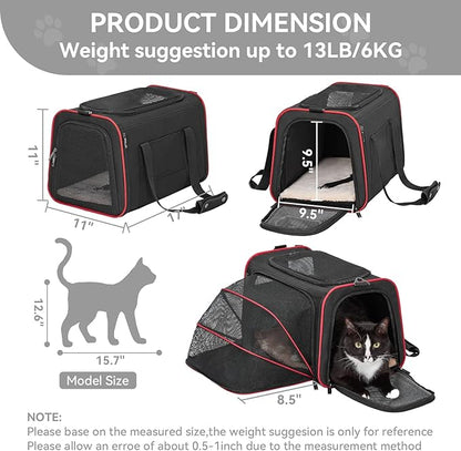 Petsfit Expandable Cat Carrier Dog Carriers, Airline Approved Soft-Sided - Image 2