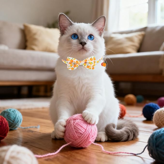 Breakaway Cat Collar with Removable Bow Tie and Bell, Cute Multi-Style Patterns - Image 7