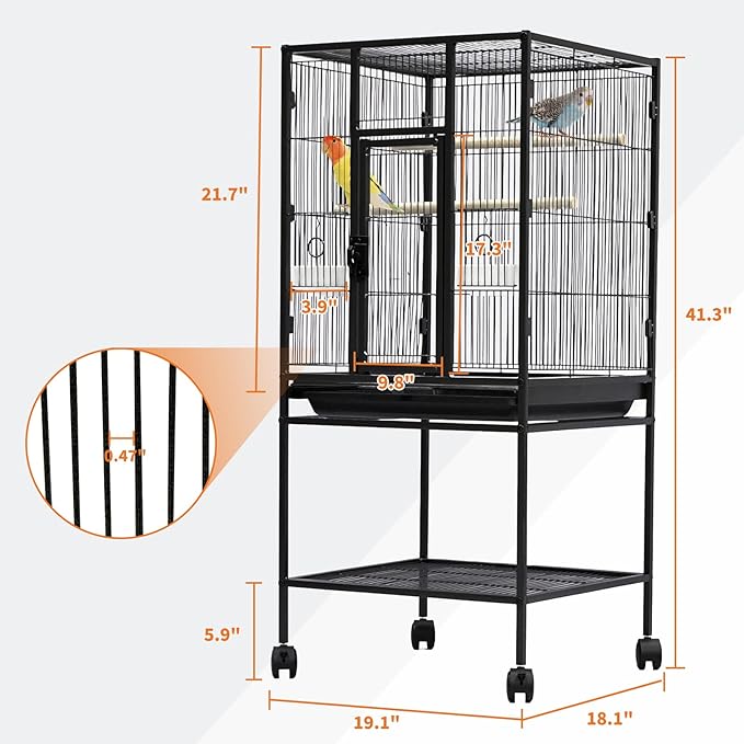 Large Bird Cage, 40.5" H Big Bird Cage - Image 4