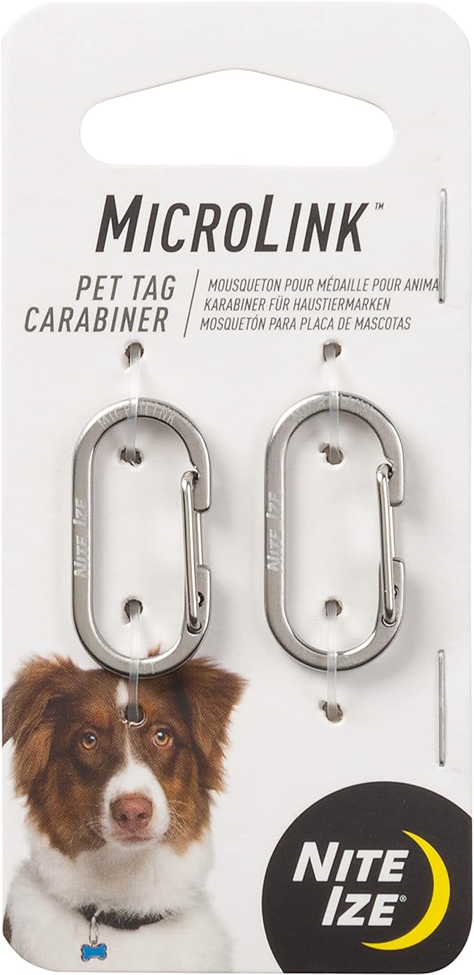 Nite IZE MicroLink Pet Tag Carabiner, Stainless Steel Cat and Dog Tag Clip by NiteIze