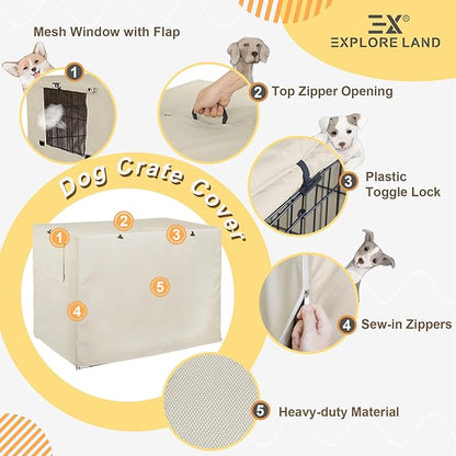 Explore Land 36 inches Dog Crate Cover Heavy Duty Polyester Pet Kennel Sunshade - Image 4