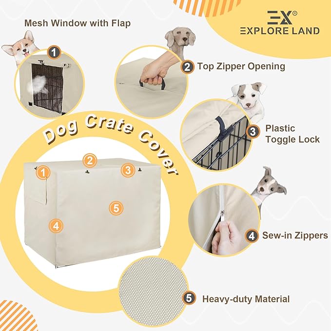 Explore Land 30 inches Dog Crate Cover Heavy Duty Polyester Pet Kennel Sunshade - Image 3