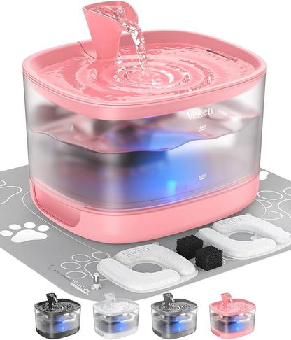 Veken Cat Water Fountain with Detachable Tank, 84oz/2.5L Automatic Pet Drinking by Veken