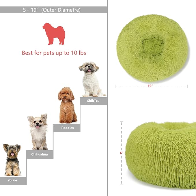 Calming Donut Dogs Beds for Small Dogs Washable, 19inch Fluffy Round Puppy Bed - Image 4