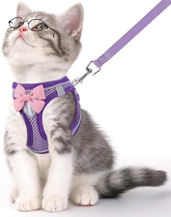 Cat Vest Harness and Leash Set for Walking Escape Proof, Adjustable Kitten by NCMAMA
