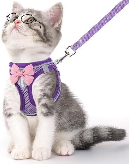 Cat Vest Harness and Leash Set for Walking Escape Proof, Adjustable Kitten by NCMAMA
