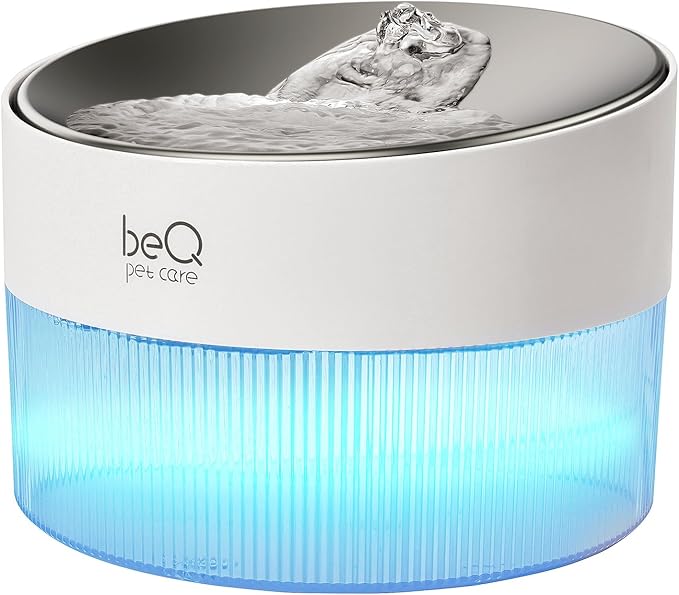 beQ Cat Water Fountain, 2.5L/84oz Inside Ultra-Quiet Stainless Steel Automatic by beQ