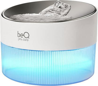beQ Cat Water Fountain, 2.5L/84oz Inside Ultra-Quiet Stainless Steel Automatic by beQ
