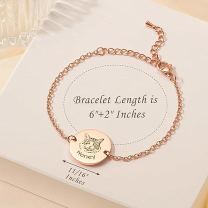 Anavia Personalized Pet Portrait Bracelet, Handmade Engraved Stainless Steel - Image 4