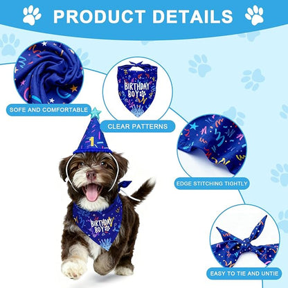 Dog Birthday Party Decorations, Adjustable Dog Bandana Set - Image 4