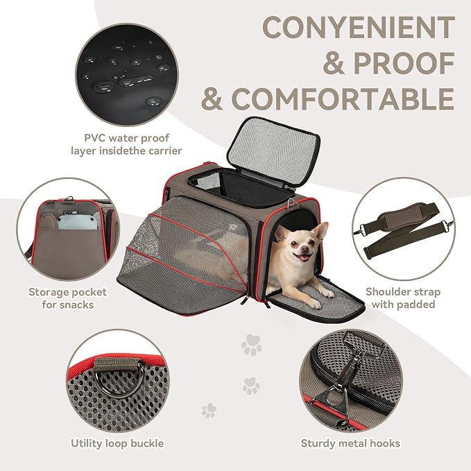 Petsfit Expandable Cat Carrier Dog Carriers, Airline Approved Soft-Sided - Image 6