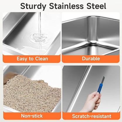 Stainless Steel Cat Litter Box, Odor Free Metal Litter Box - Image 6
