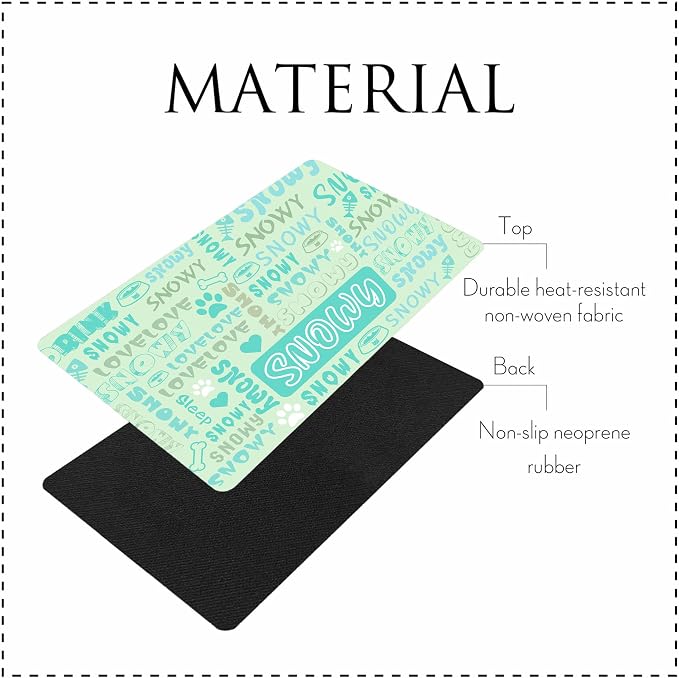Personalized Dog Cat Mat with Name Photo Custom Placemat Feeding Mats - Image 3