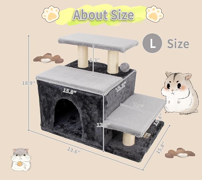 3-in-1 Pet Stairs for Cats for High Bed, Adjustable Dog Steps, Modular 3-Tier - Image 6