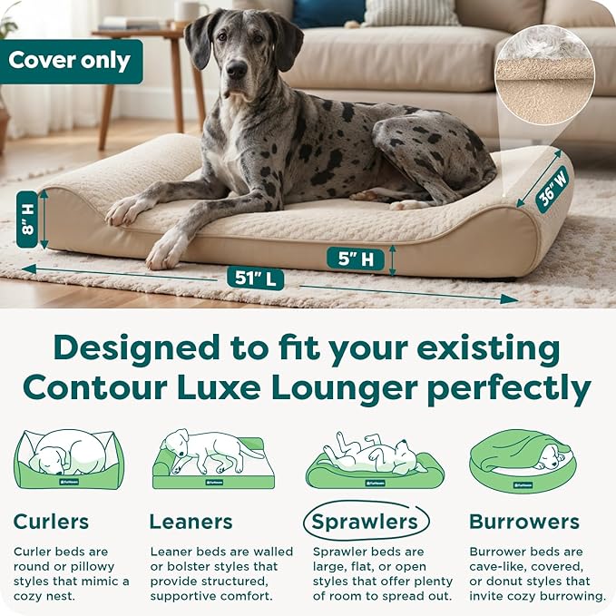 FurHaven Replacement Dog Bed Cover, Contour Luxe Lounger Design, Soft & - Image 3