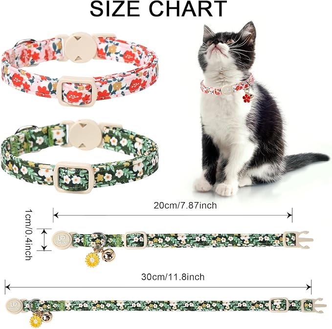 Cat Collar, Pretty Flower Kitten Collars - Image 6