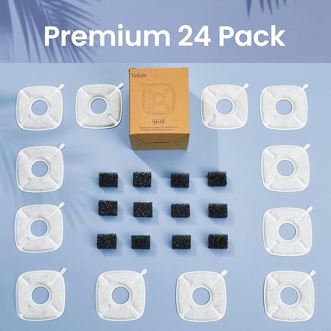 Veken Cat Water Fountain Filter, Classic 12 Pack Replacement Filters & 12 Pack - Image 7