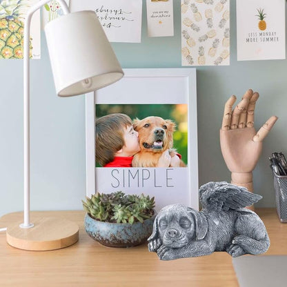 Dog Memorial Stone Resin Statue Pets Sleeping Angel Dog Keepsake Marker Grave - Image 2