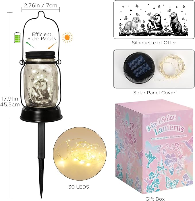 Otter Gifts for Women/Men River Otter Lovers Solar Lantern Mom Birthday - Image 6