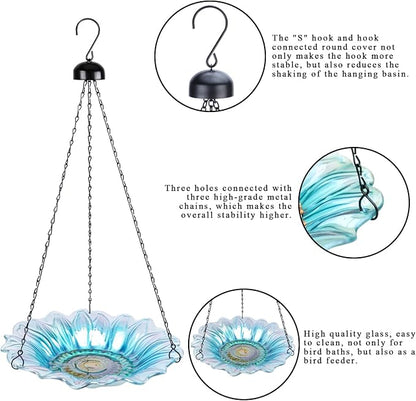 VCUTEKA Bird Bath, Glass Hanging Bird Baths - Image 5