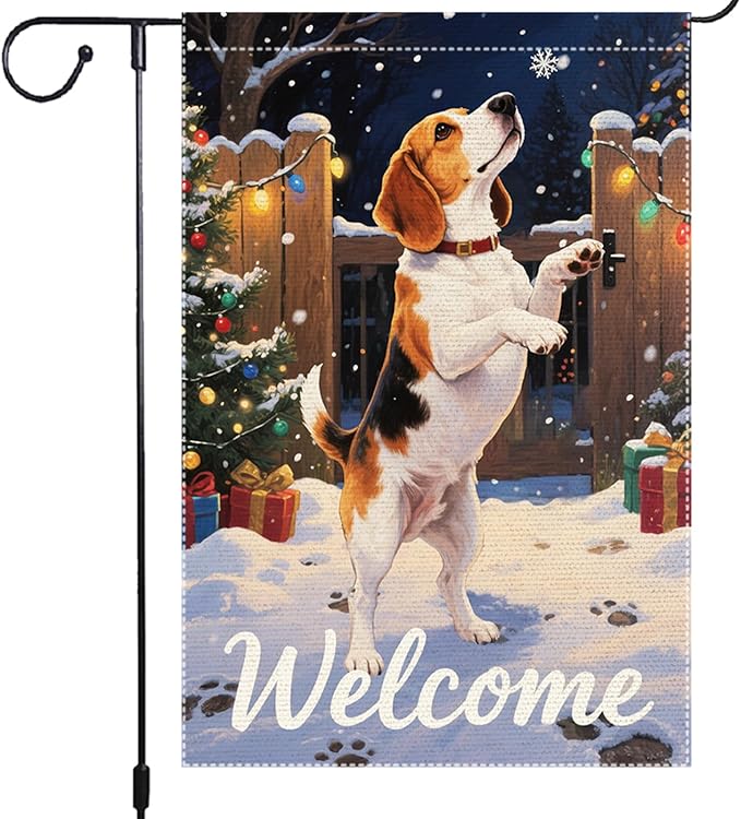 Beagle Dog Welcome Garden Flag 12x18 Inch Double Sided Christmas Burlap Yard by Unknown