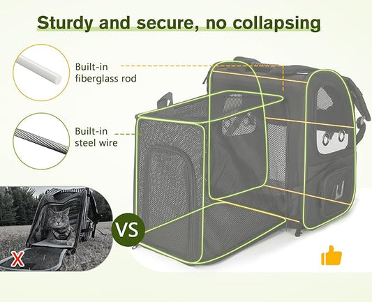 Pecute Pet Carrier Backpack, Large Cat Carrier Backpack, Expandable cat Backpack - Image 2