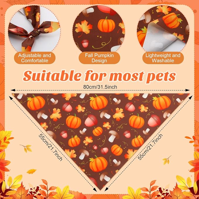 Chunful 100 Pieces Thanksgiving Dog Bandanas Bulk Fall Autumn Pet Bandanas - Image 3
