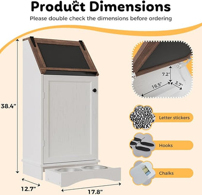 Dog Food Feeding Station with Storage, Pet Food Storage Cabinet with Bowls and - Image 2