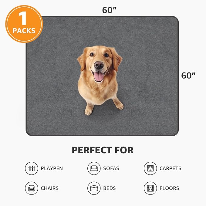 Washable Pee Pads for Dogs, 60x60 Reusable Whelping Pads, Absorb Dog Mats - Image 6
